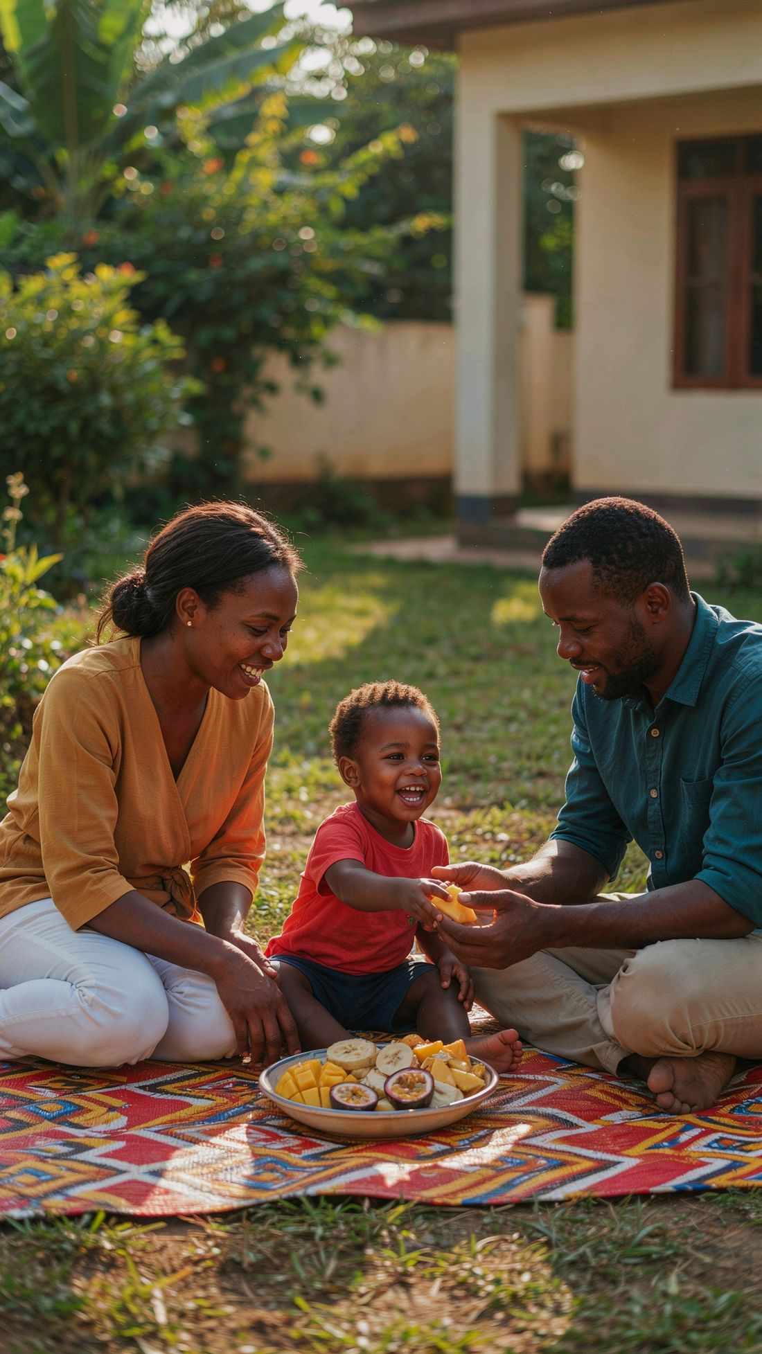 A family sharing fruit